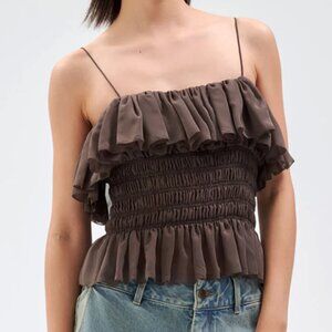 Ronny Kobo Collection Chocolate Ruffle Camisole